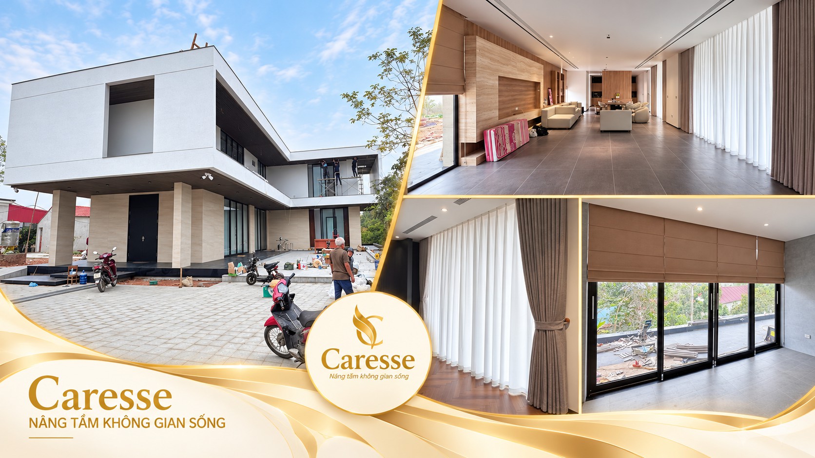 Tổng quan rèm cửa biệt thự anh Hiếu Bắc Giang CARESSE